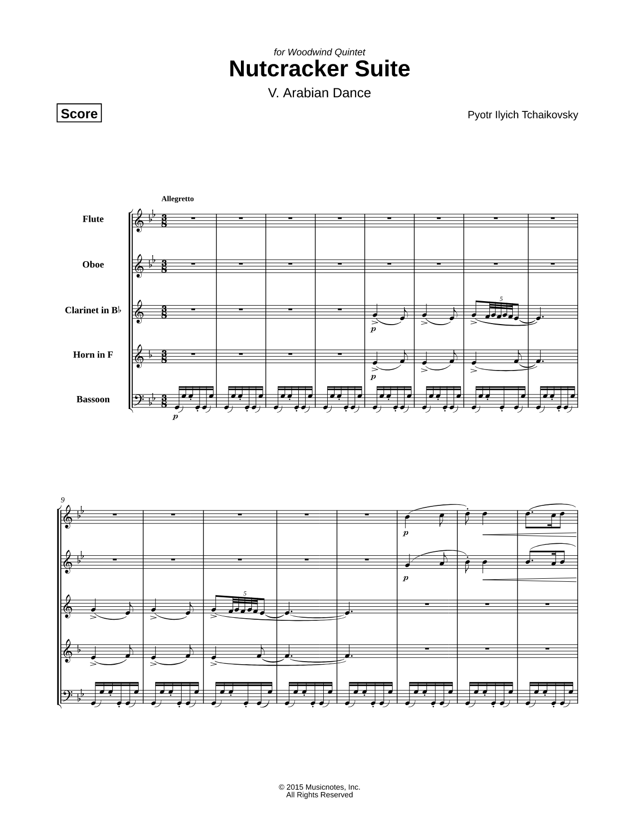 The Nutcracker Suite for Woodwind Quintet: V. Arabian Dance