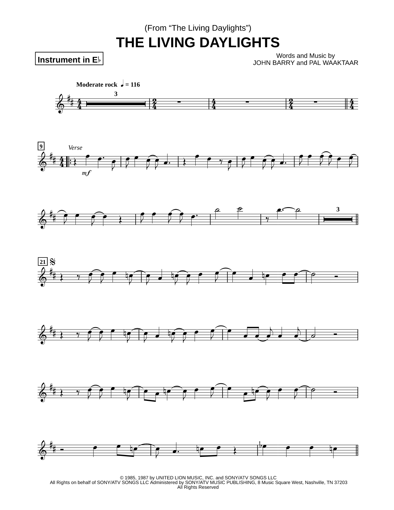 The Living Daylights - Eb Instrument