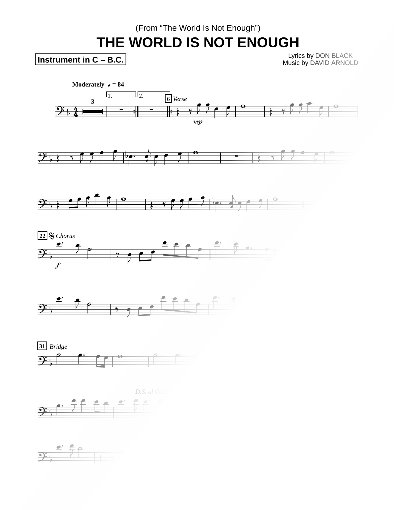 The World Is Not Enough - Bass Clef Instrument