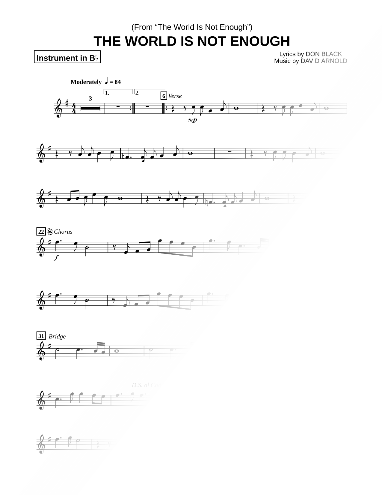 The World Is Not Enough - Bb Instrument