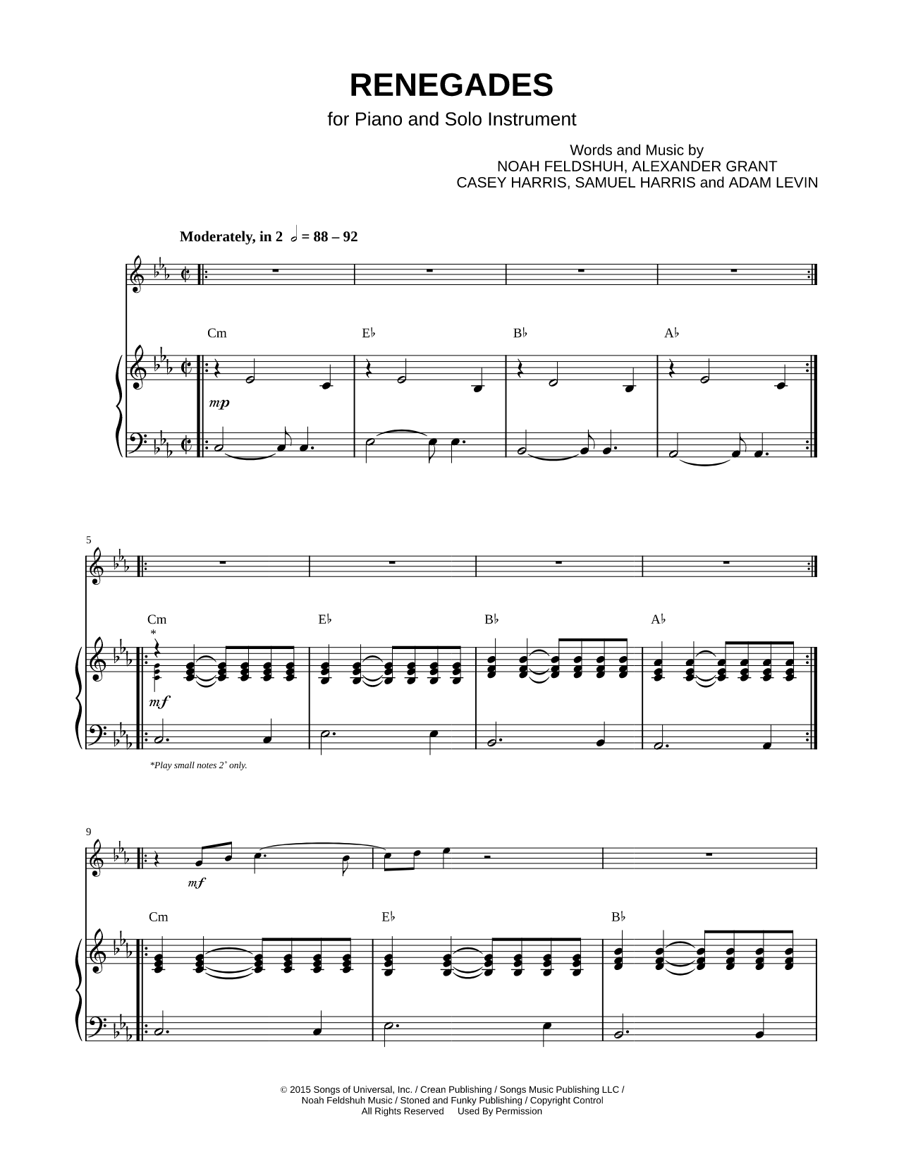 Renegades - Piano Accompaniment