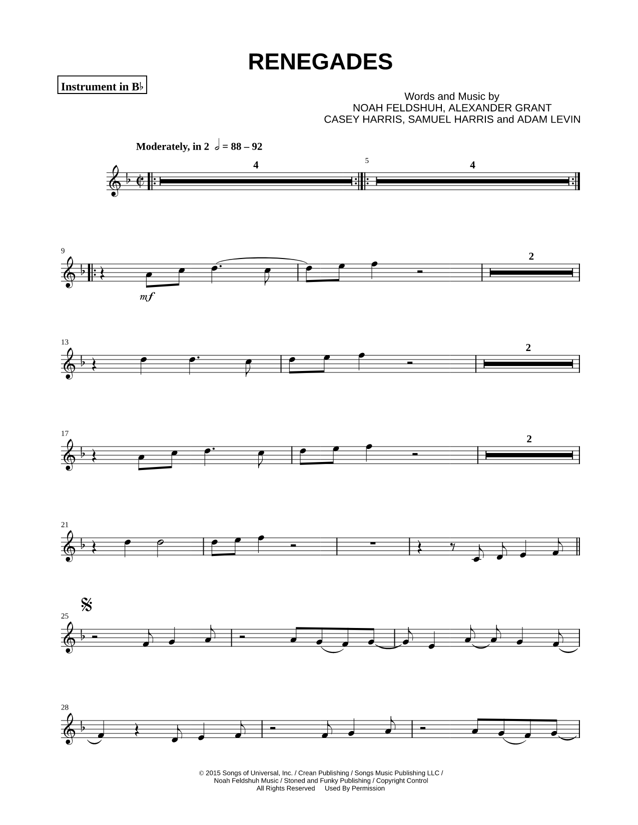 Renegades - Bb Instrument