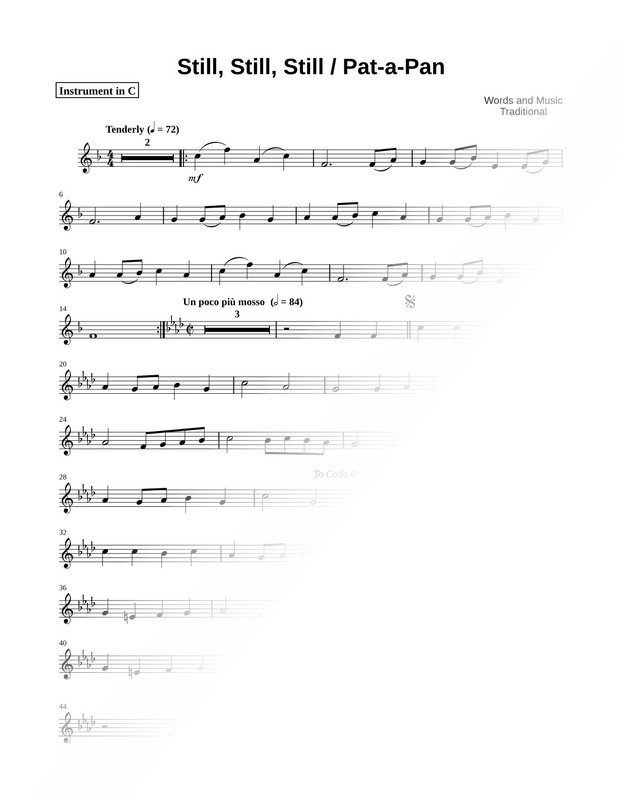 Still, Still, Still / Pat-a-Pan - C Instrument