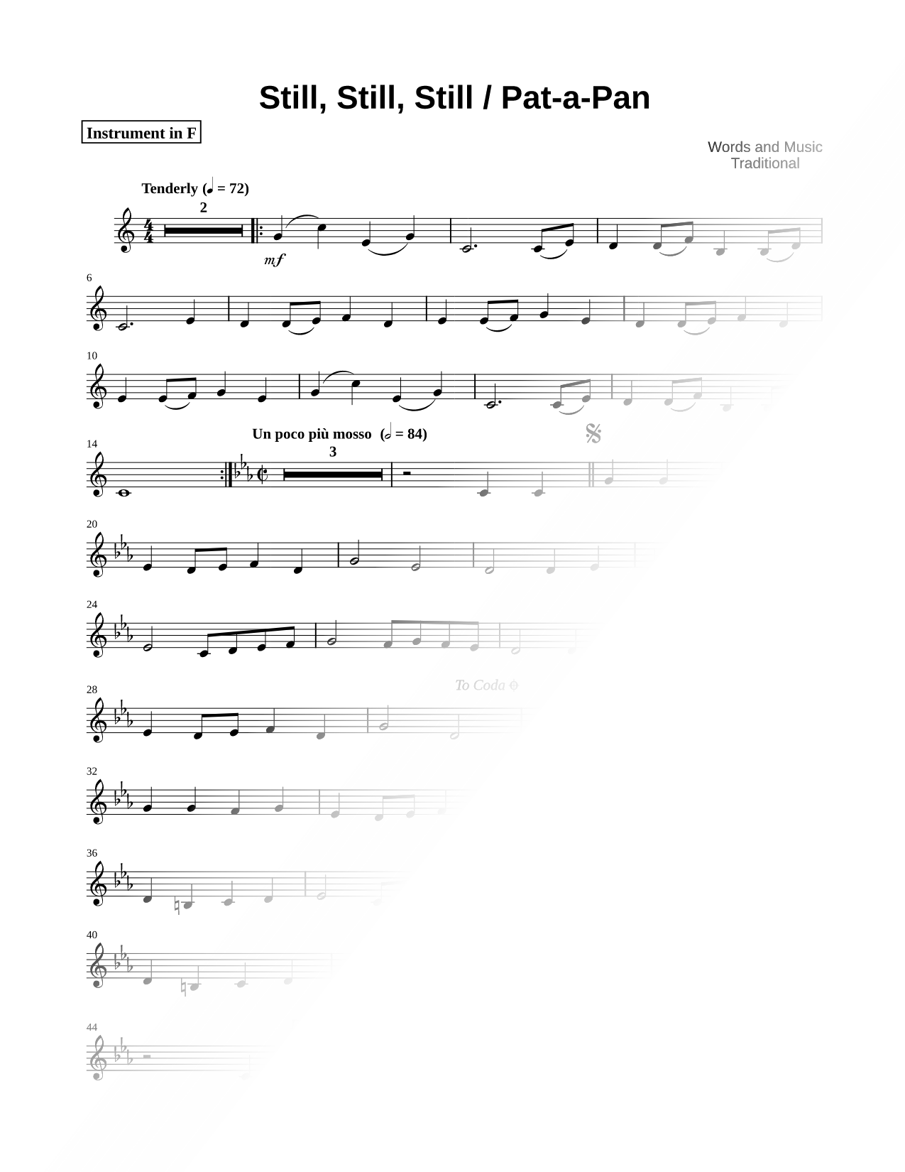 Still, Still, Still / Pat-a-Pan - F Instrument