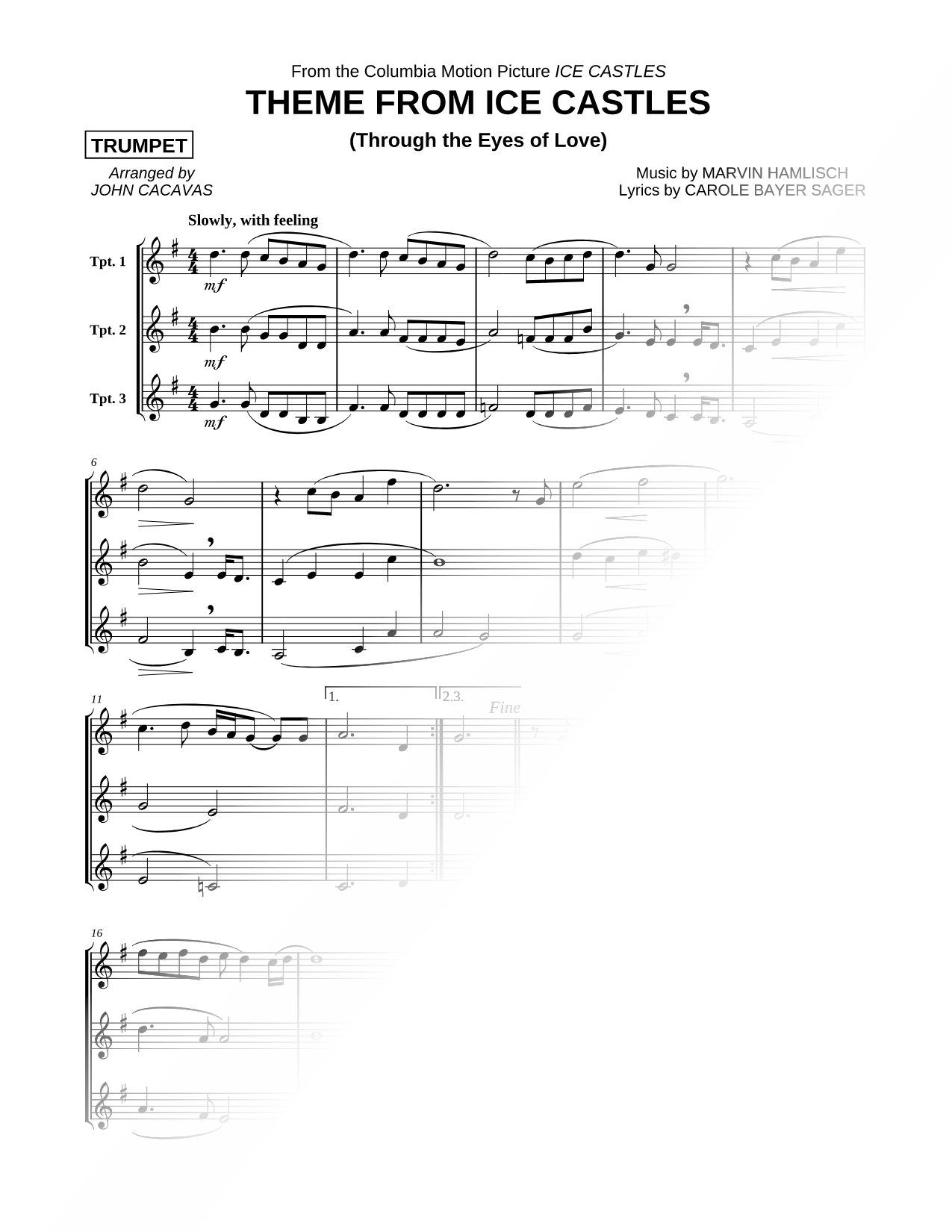Theme from Ice Castles - Trumpet Trio