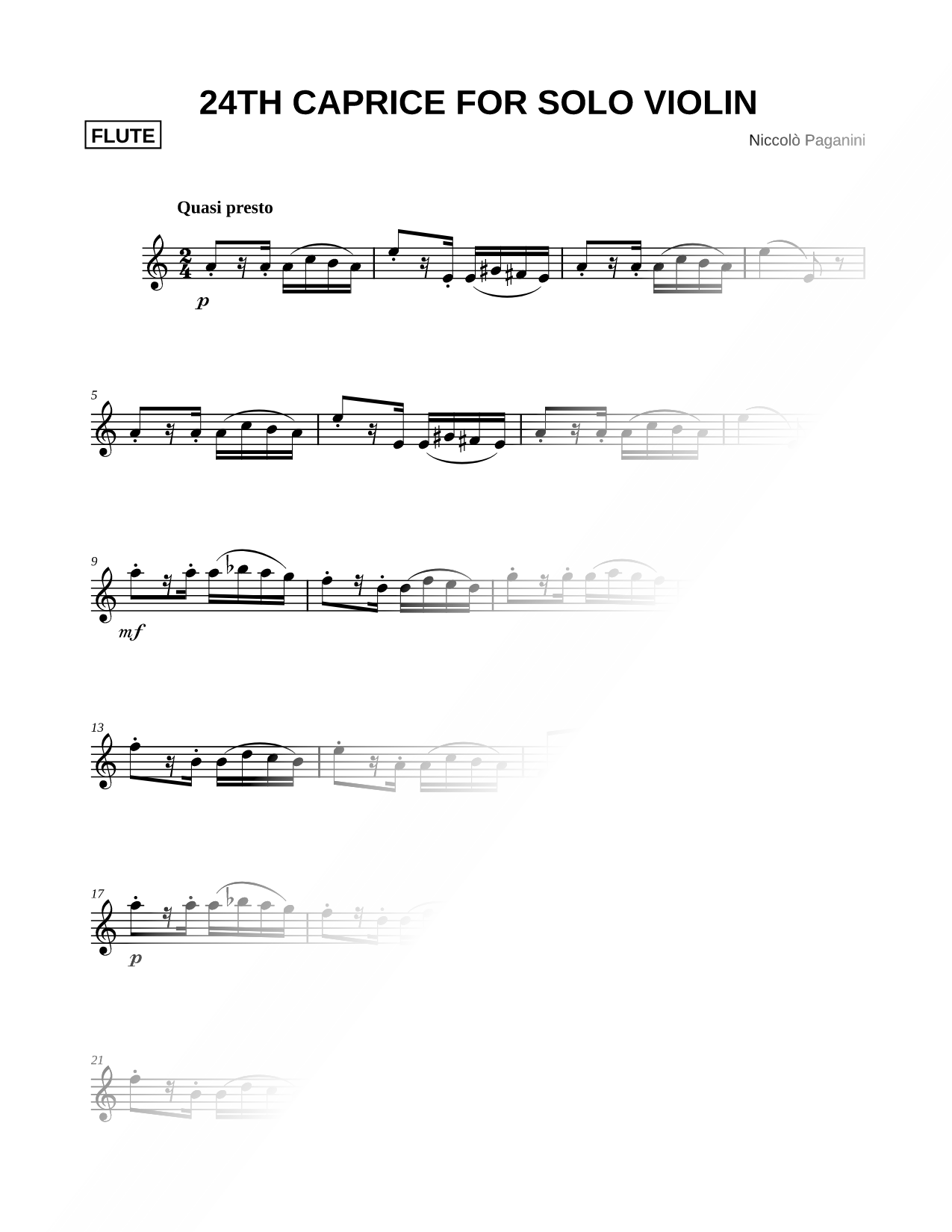 24th Caprice for Solo Violin [Theme]