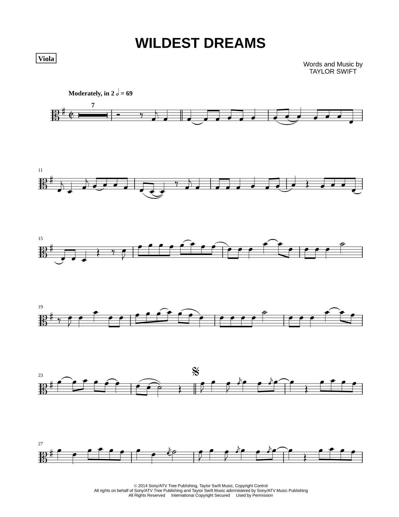 Wildest Dreams - Viola