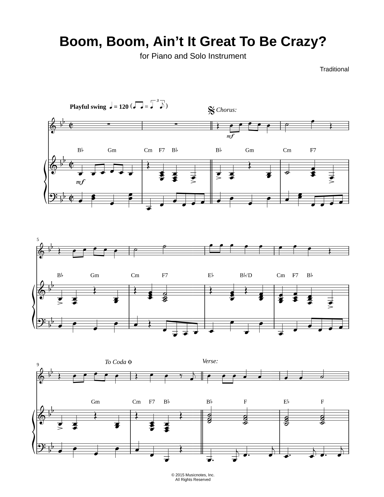 Boom, Boom, Ain't It Great to Be Crazy? - Piano Accompaniment