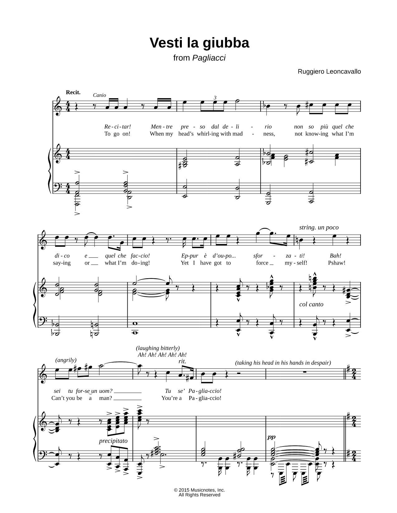 Vesti la Giubba (Aria & Recitative)