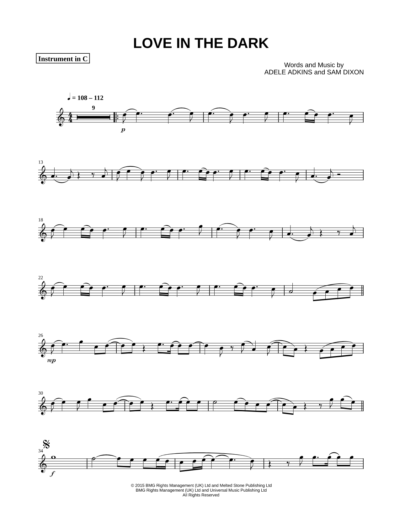 Love in the Dark - C Instrument