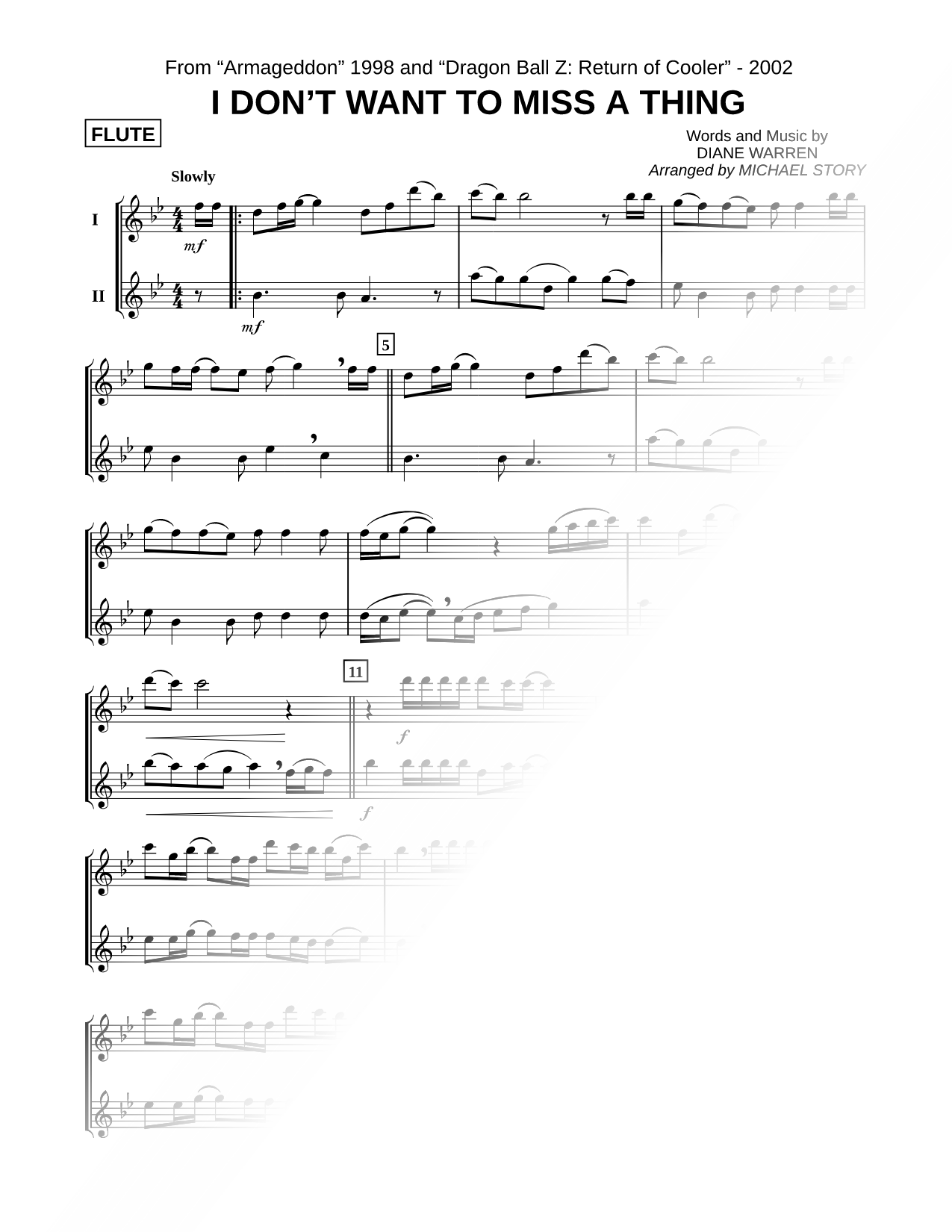 I Don't Want to Miss a Thing - Flute Duet