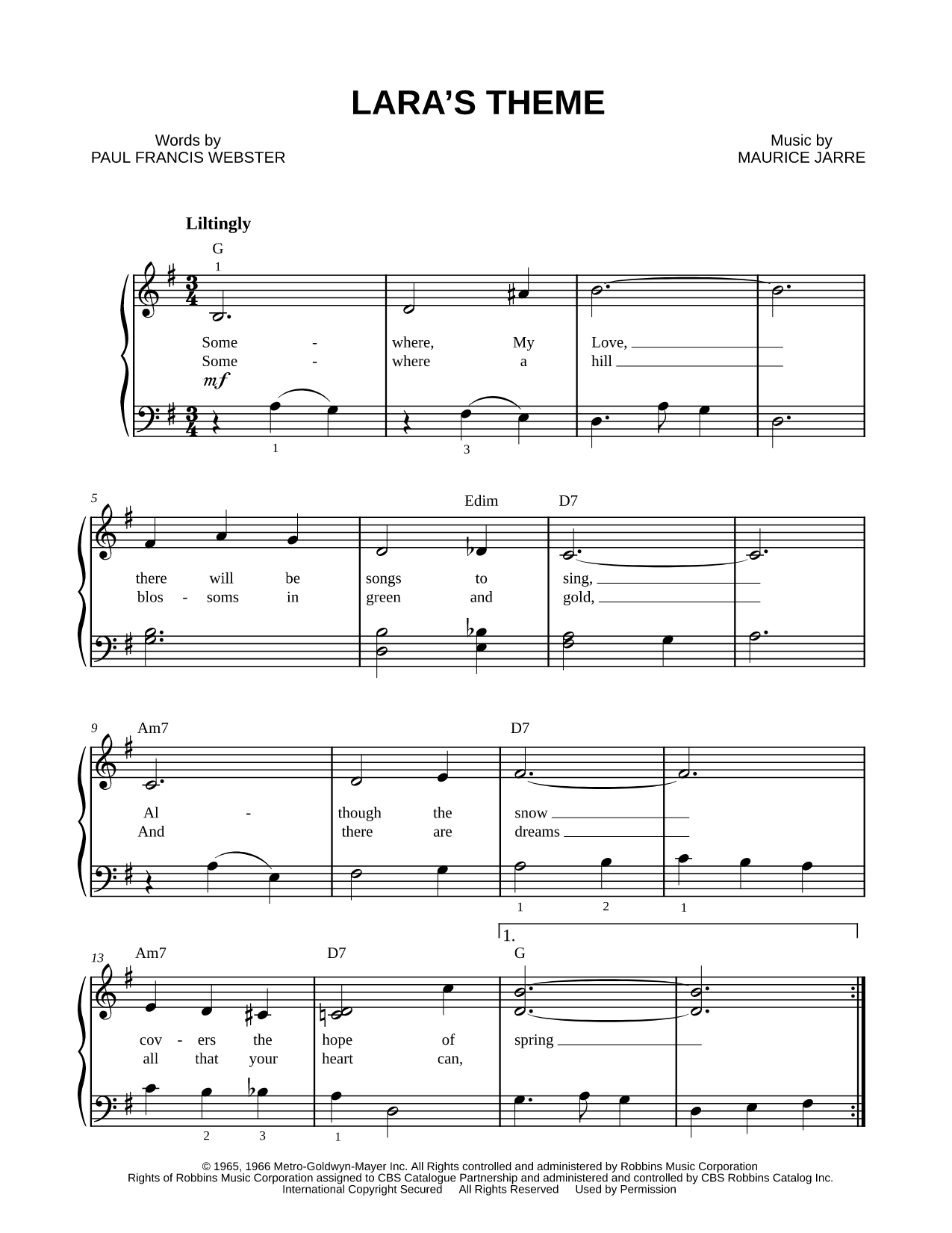 Somewhere, My Love (Lara's Theme from Doctor Zhivago)