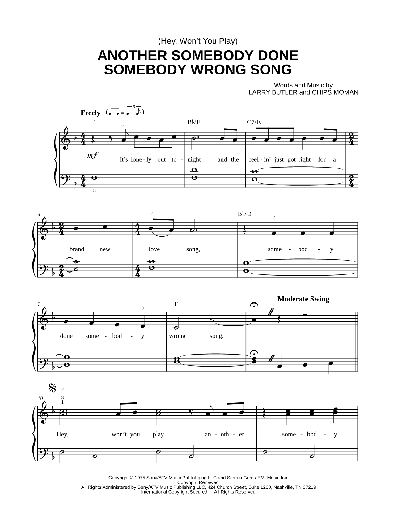 (Hey, Won't You Play) Another Somebody Done Somebody Wrong Song