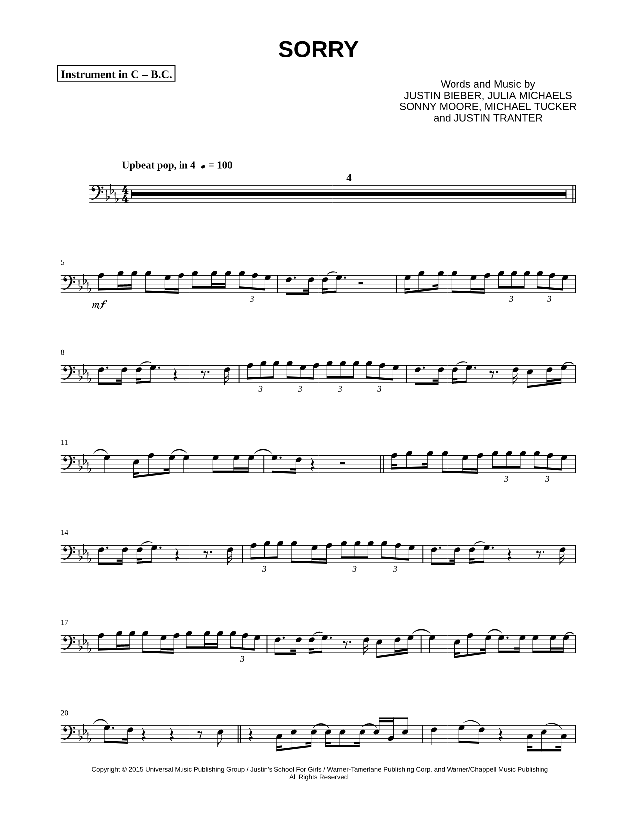 Sorry - Bass Clef Instrument