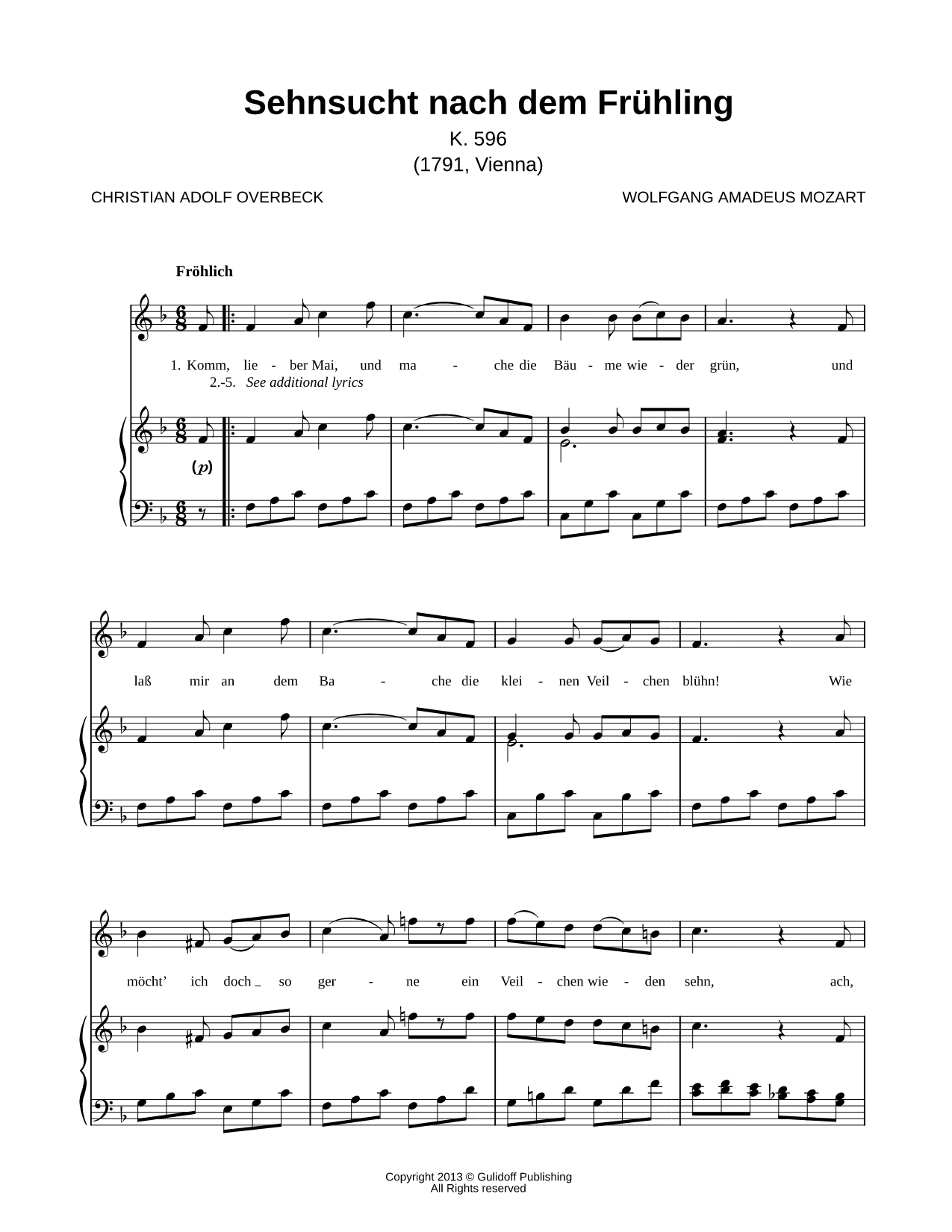 Sehnsucht nach dem Frühling, K. 596