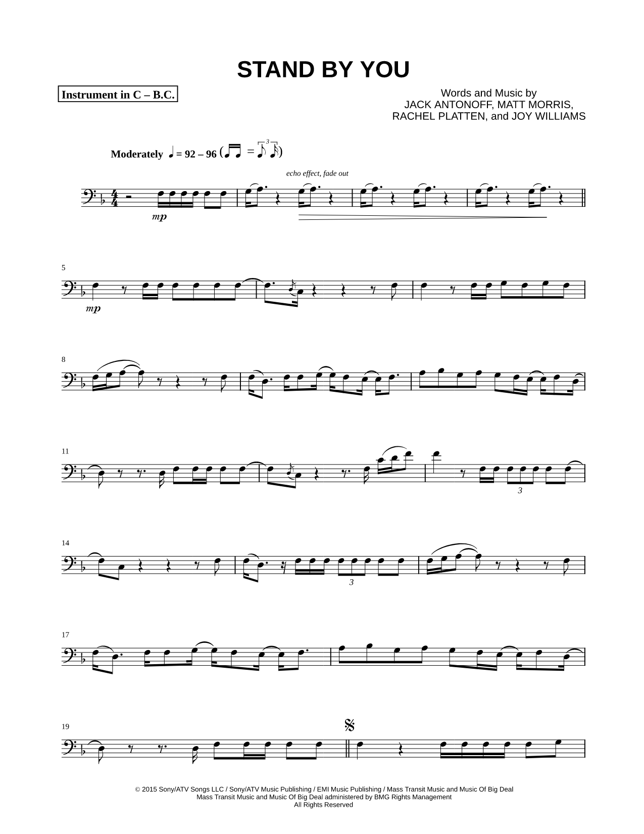 Stand by You - Bass Clef Instrument