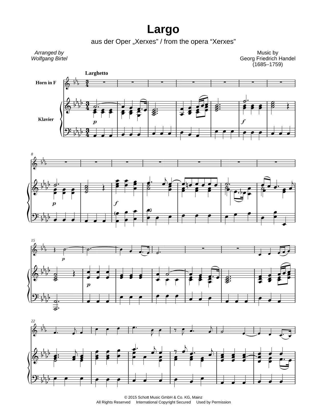 Largo from Xerxes, HWV 40 - Horn & Piano