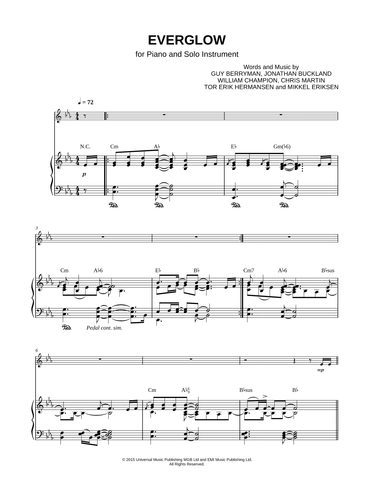 Everglow - Piano Accompaniment