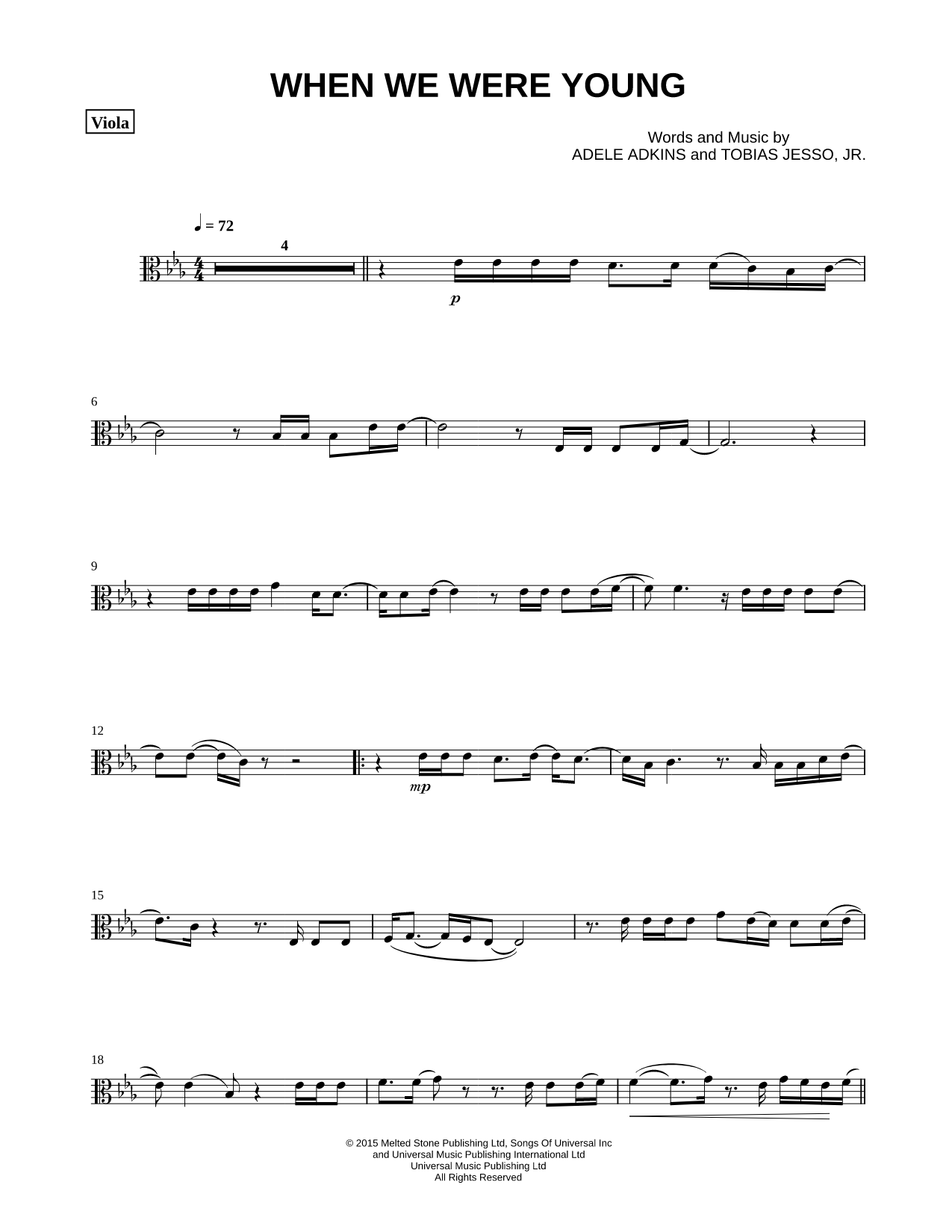 When We Were Young - Viola