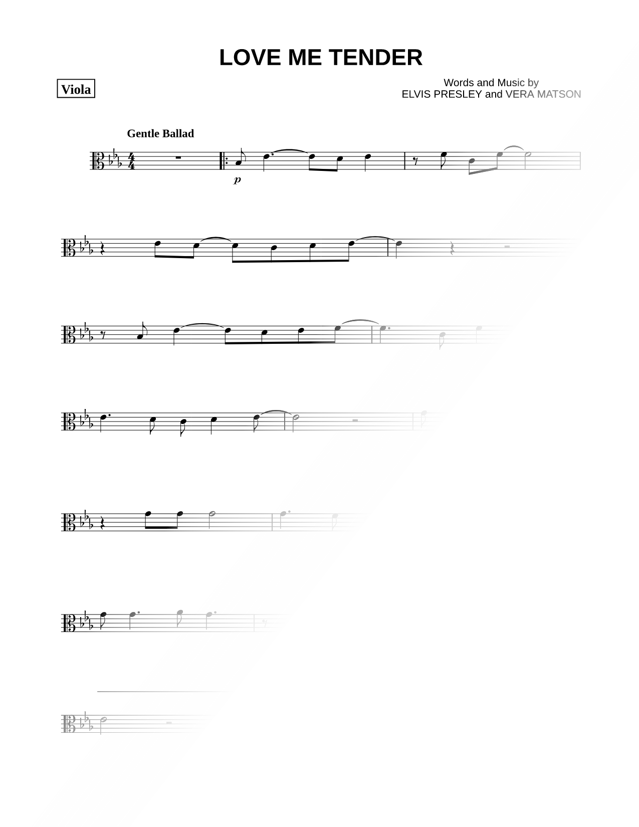 Love Me Tender - Viola