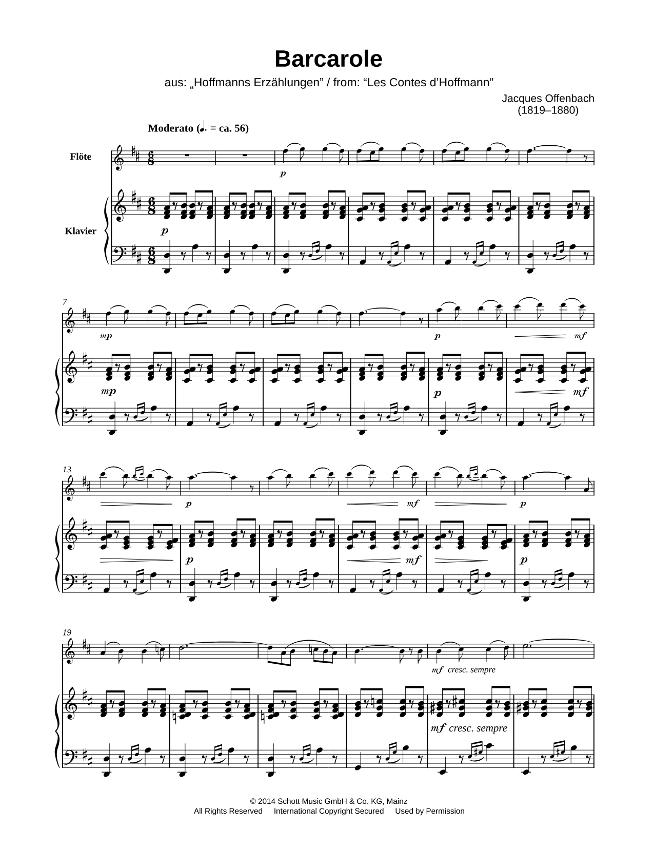 Barcarolle - Flute & Piano