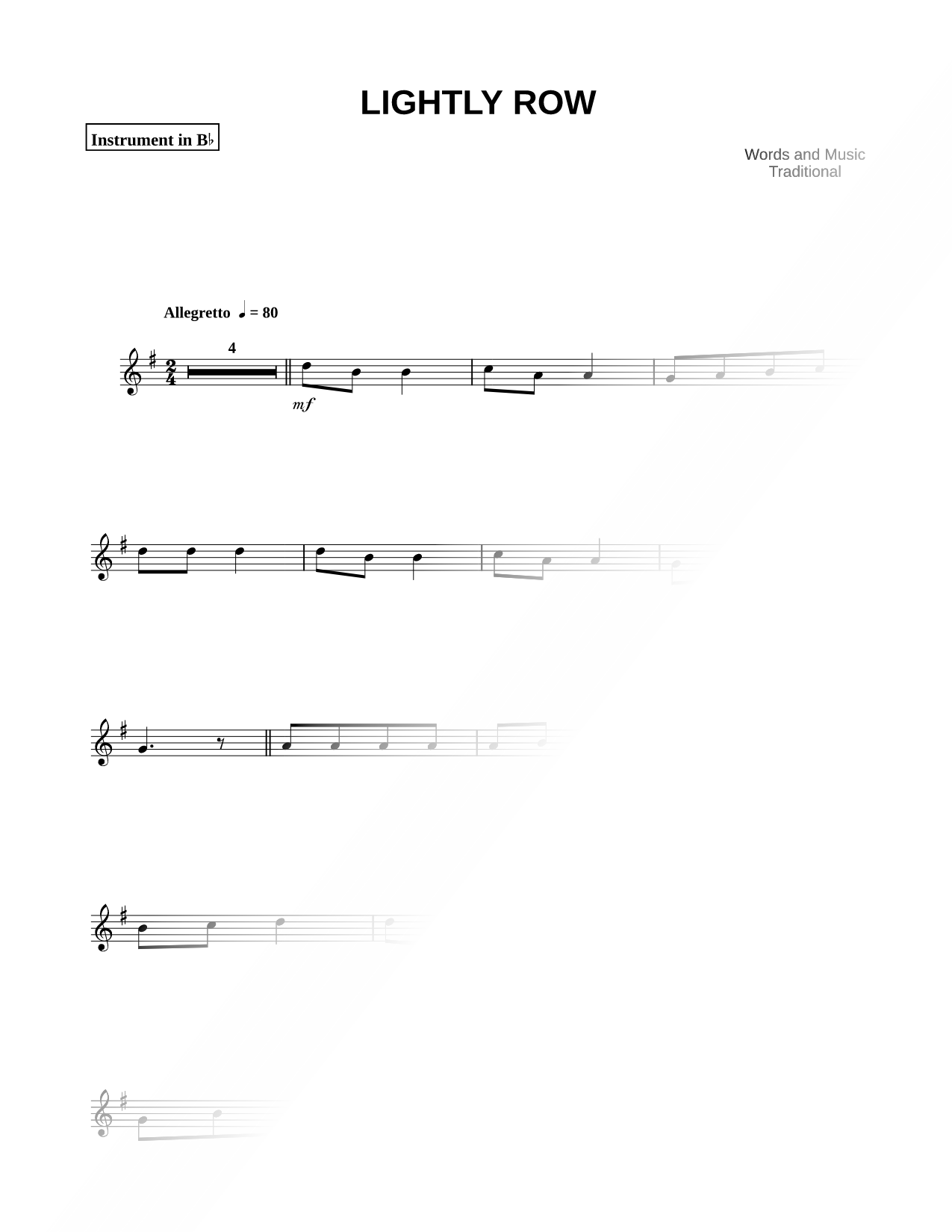 Lightly Row - Bb Instrument