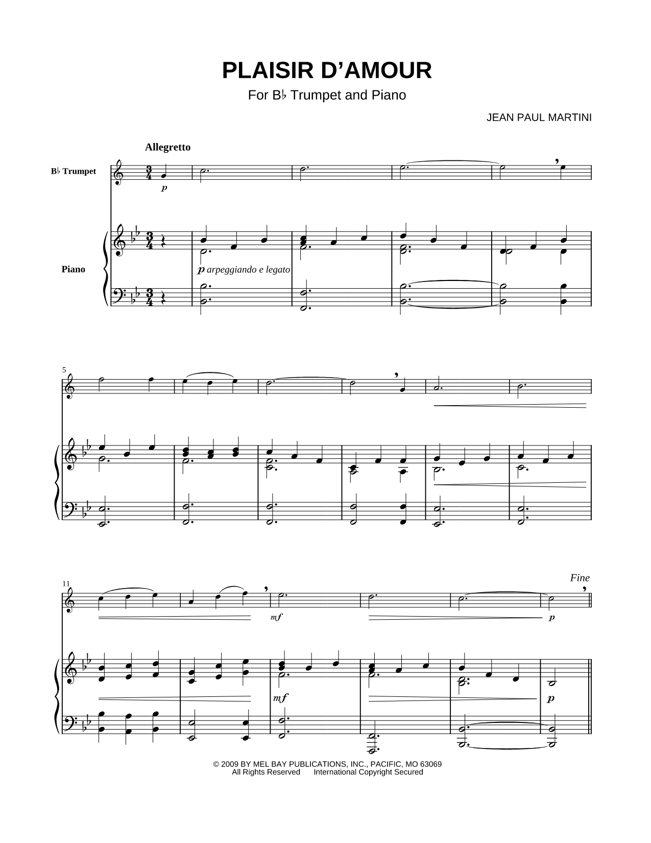 Plaisir d'Amour - Trumpet & Piano