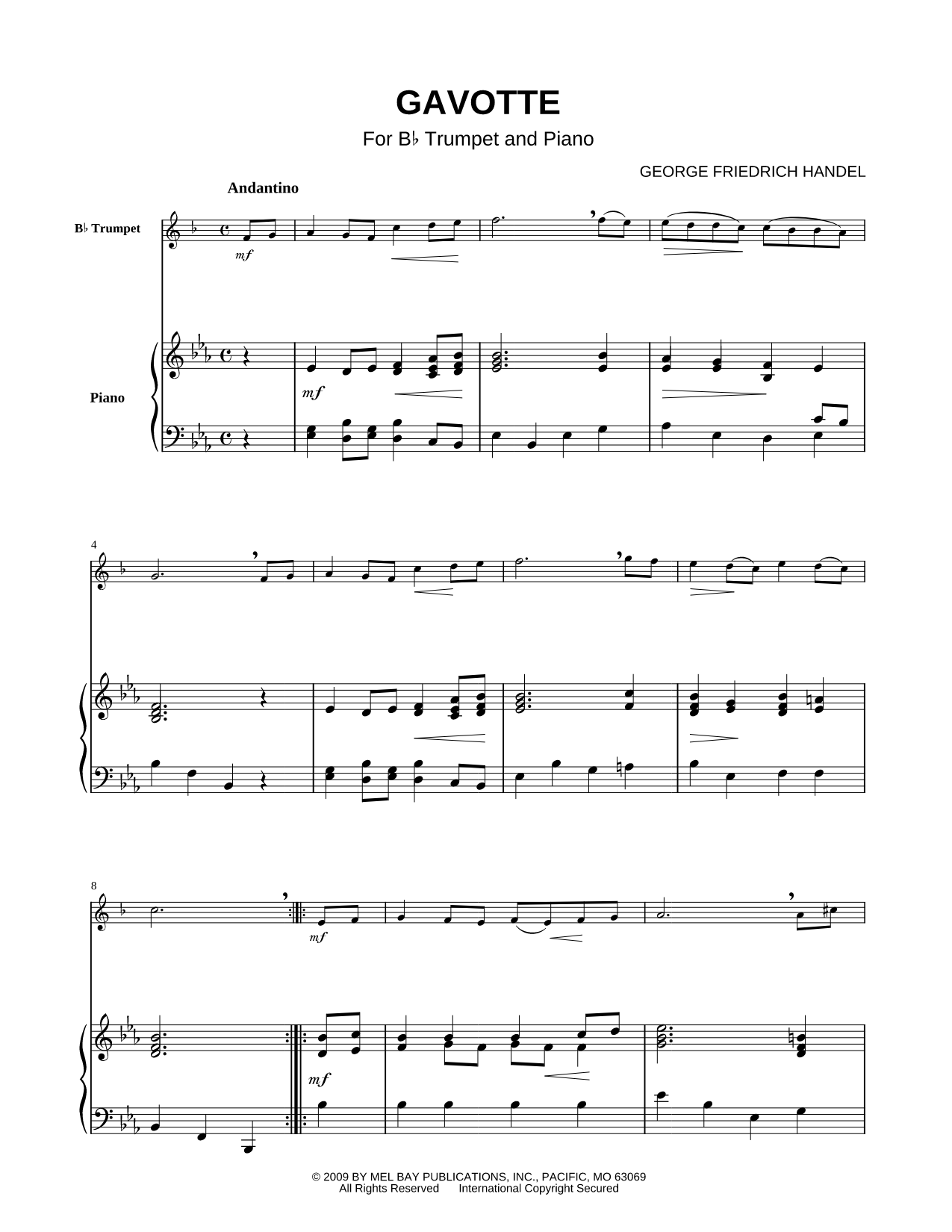 Gavotte in G Major, HWV 491 - Trumpet & Piano