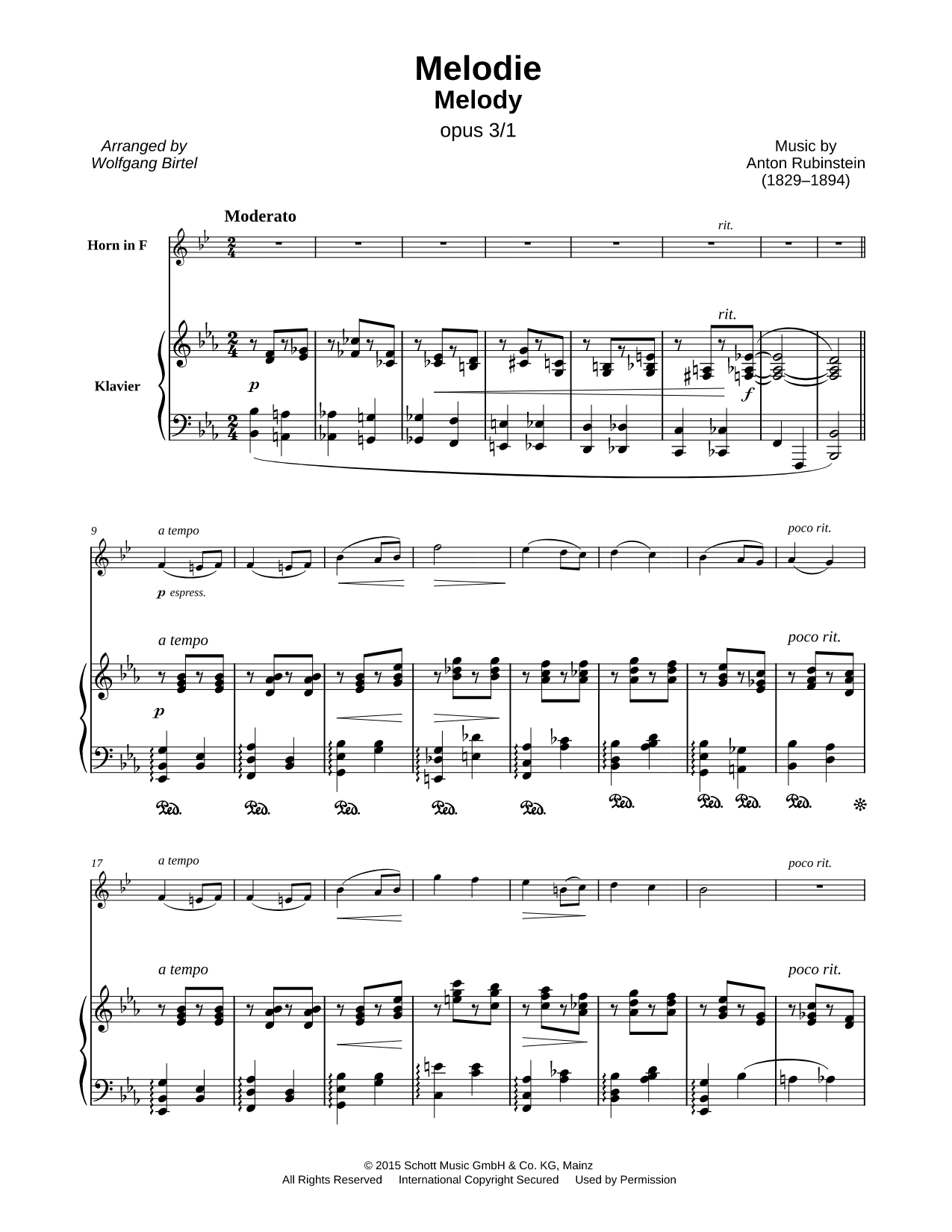 2 Mélodies, Op. 3: I. Moderato assai - French Horn & Piano