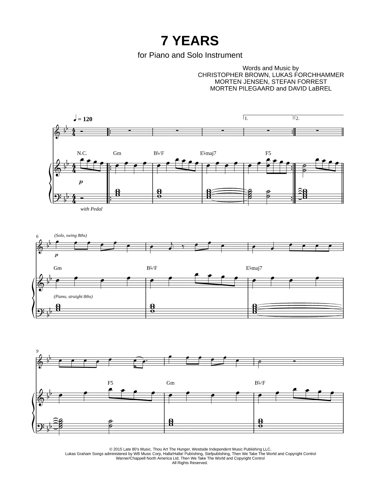 7 Years - Piano Accompaniment