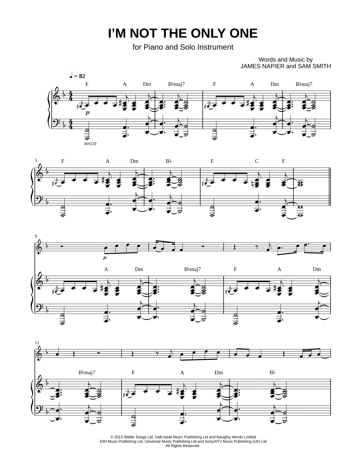 I'm Not the Only One - Piano Accompaniment
