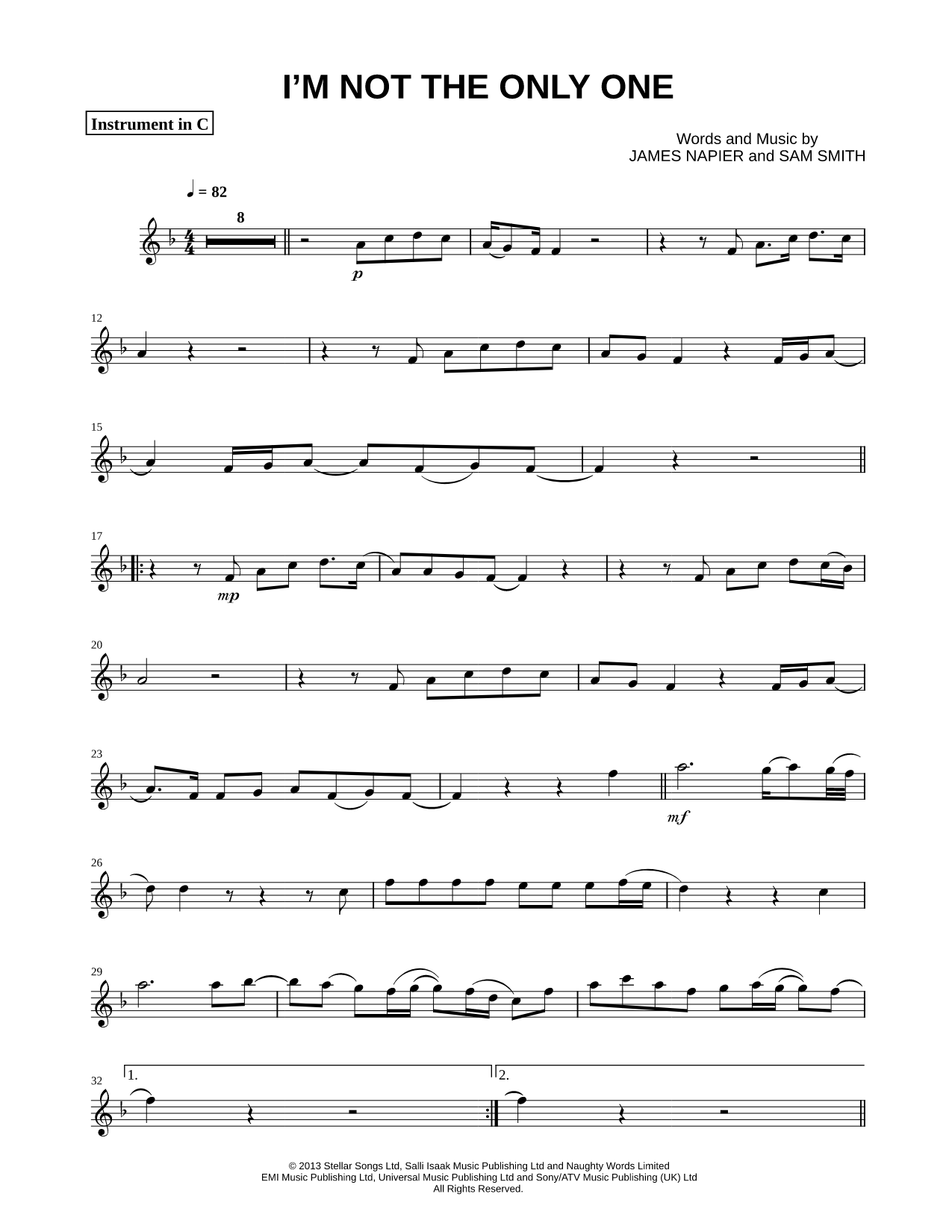 I'm Not the Only One - C Instrument