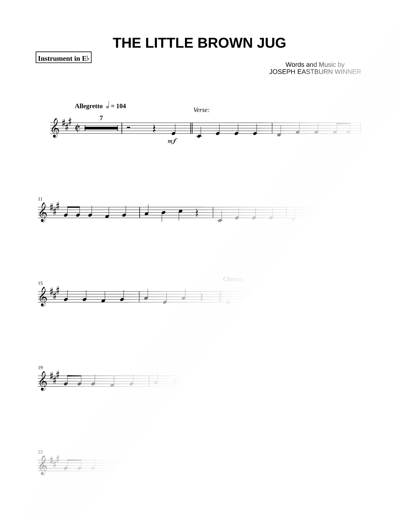 Little Brown Jug - Eb Instrument