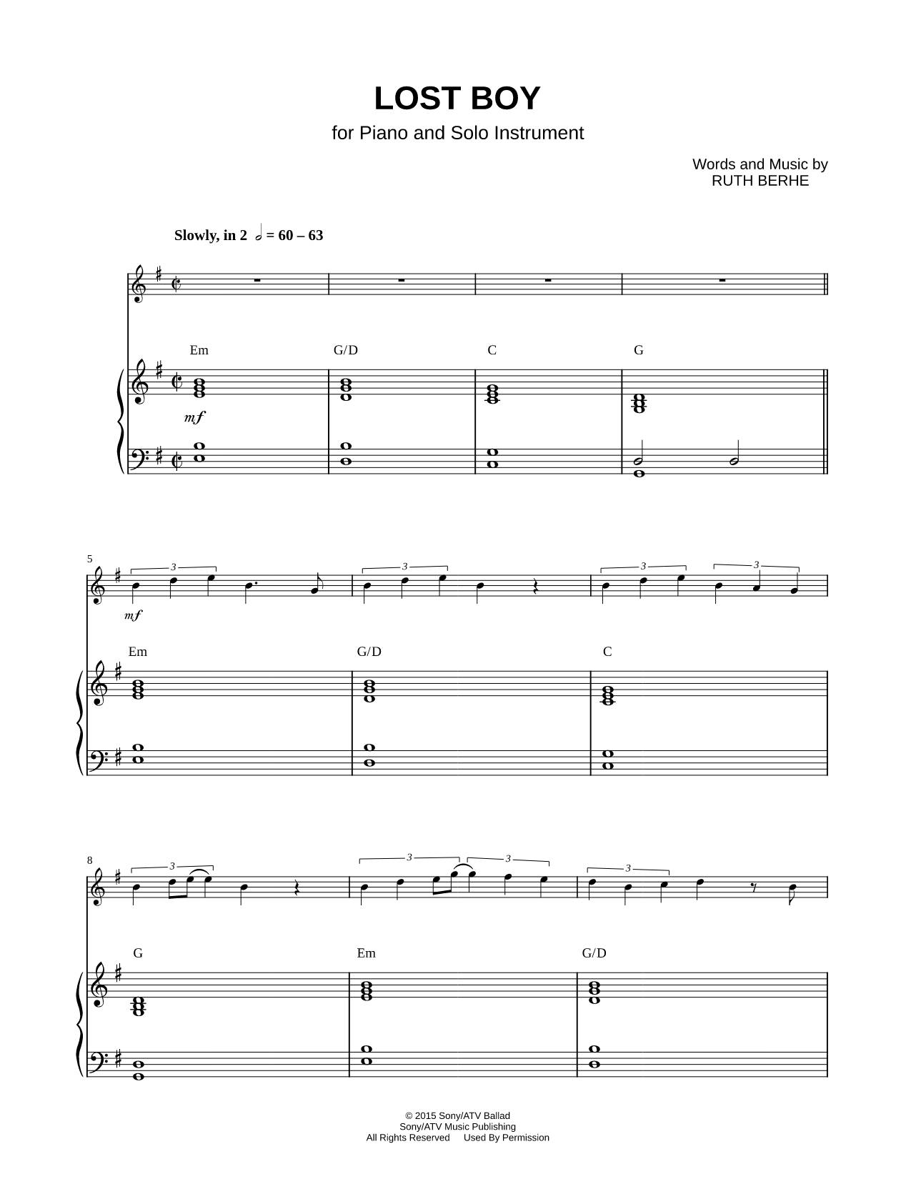 Lost Boy - Piano Accompaniment