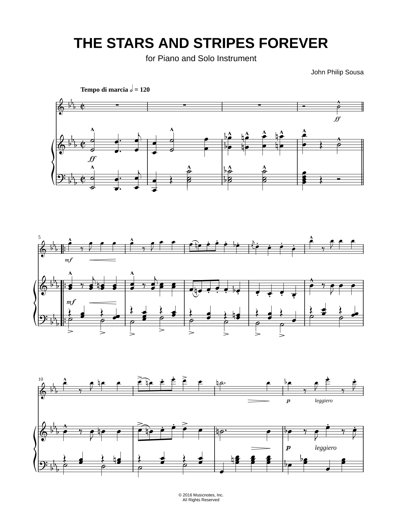 The Stars and Stripes Forever [Complete] - Piano Accompaniment