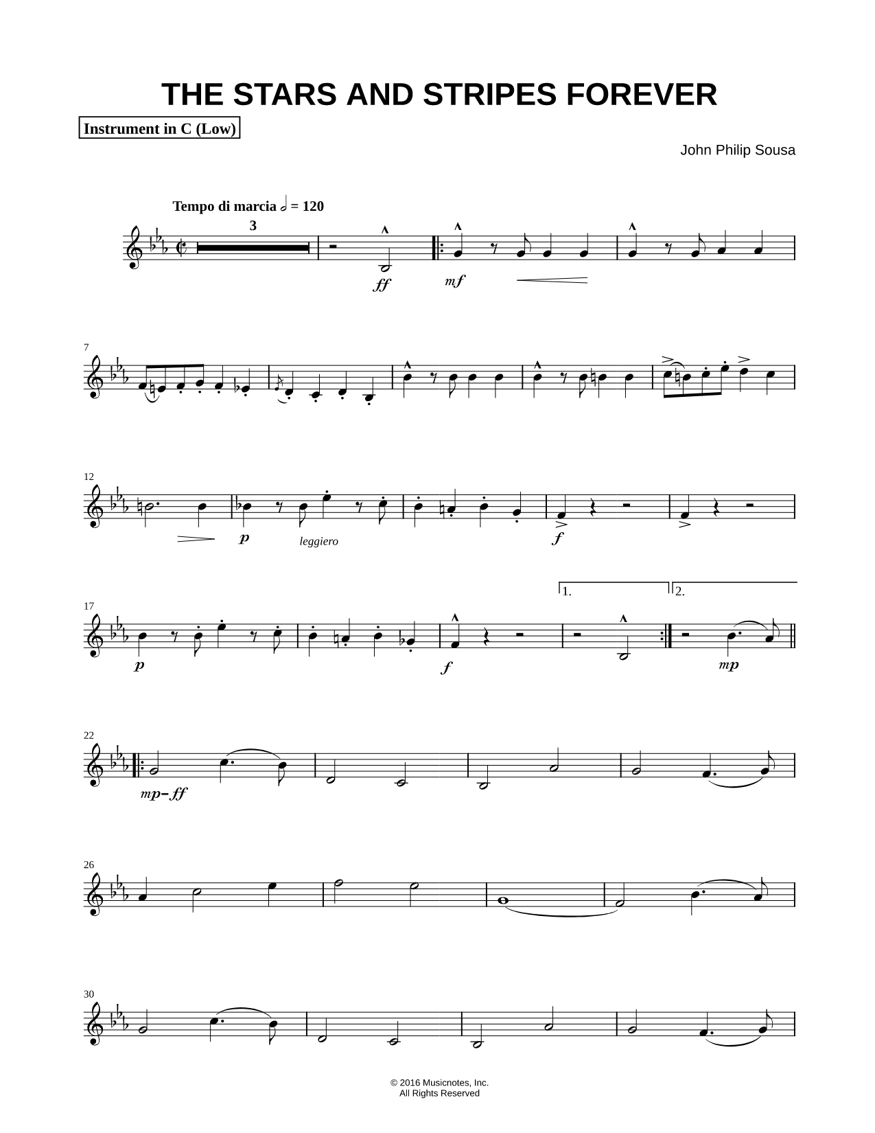 The Stars and Stripes Forever [Complete] - C Instrument (Low)