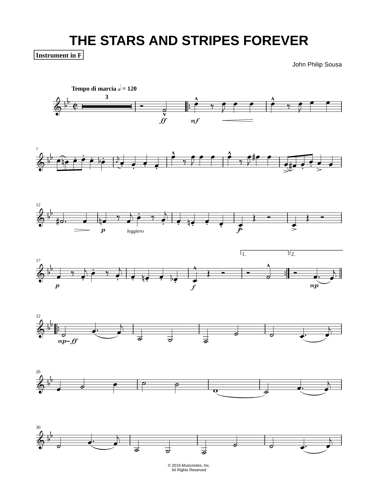 The Stars and Stripes Forever [Complete] - F Instrument