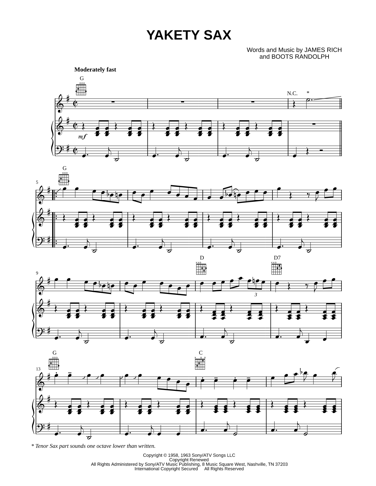 Yakety Sax - Piano Accompaniment