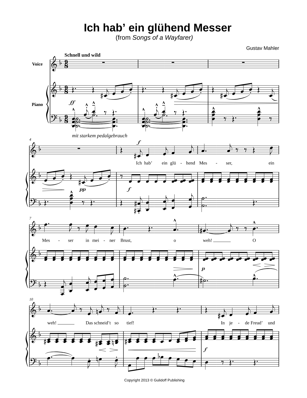 Songs of a Wayfarer: III. Ich hab' ein glühend Messer