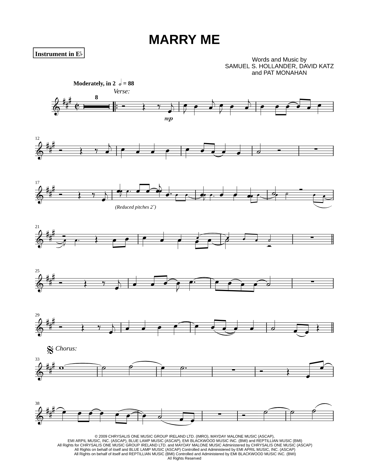Marry Me - Eb Instrument
