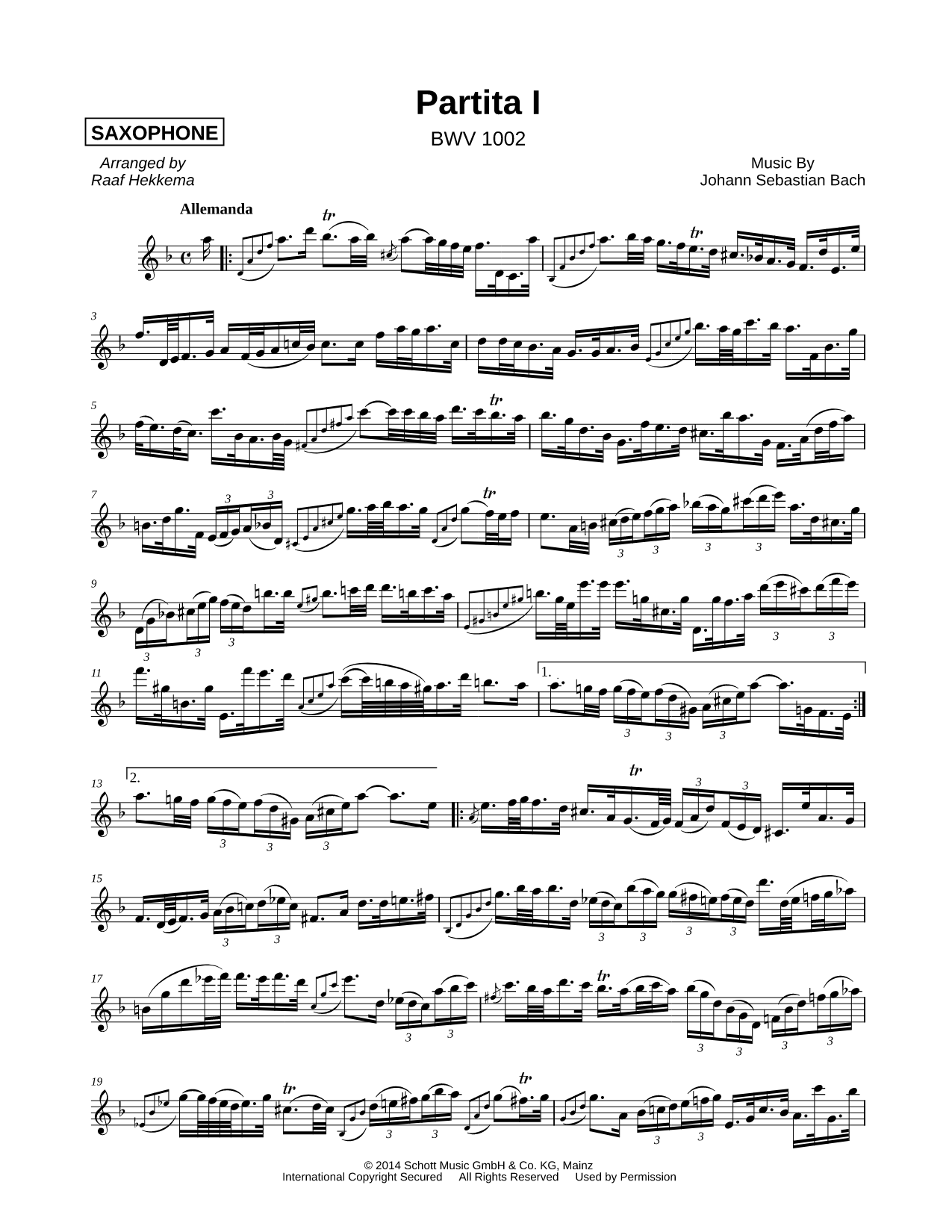 Partita No. 1 in B Minor, BWV 1002