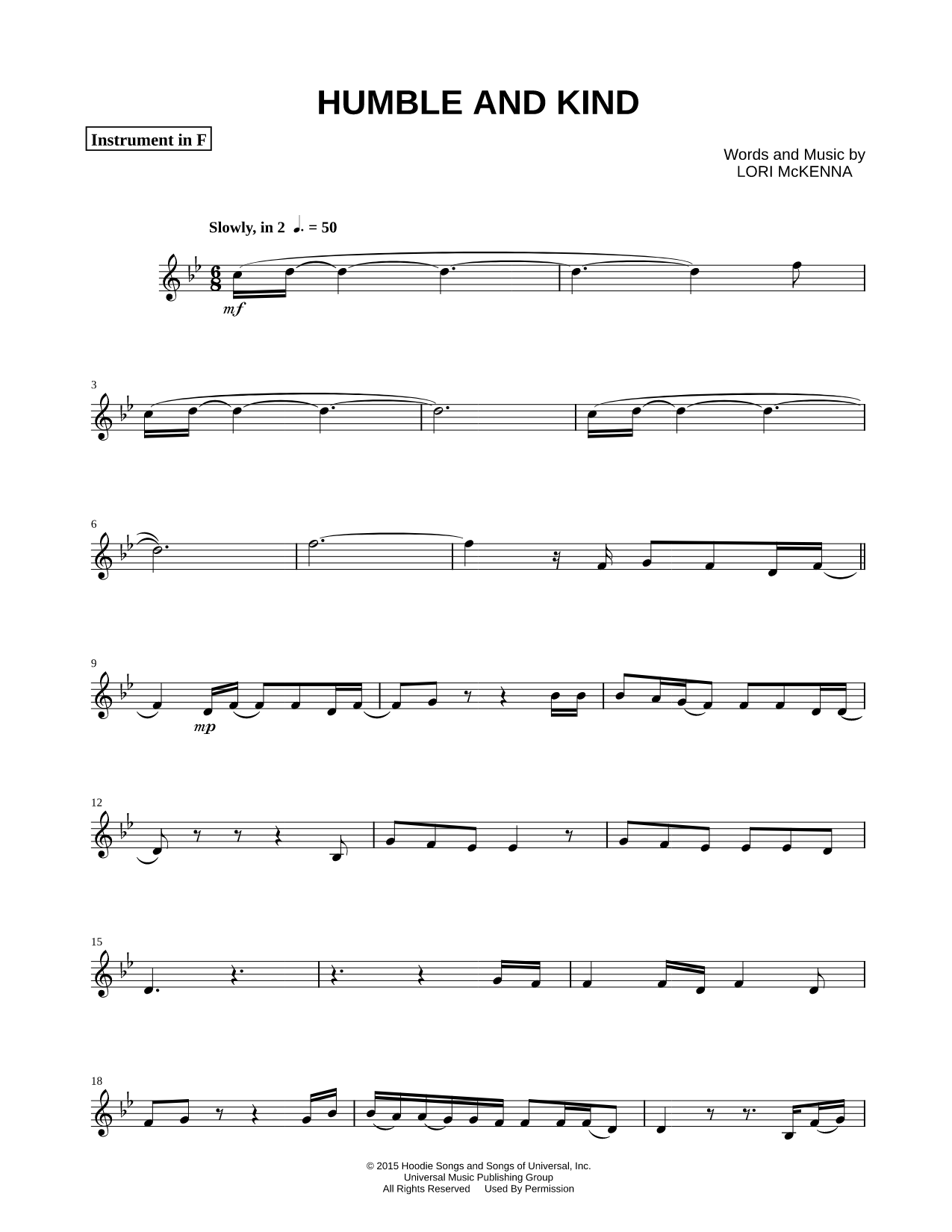Humble and Kind - F Instrument