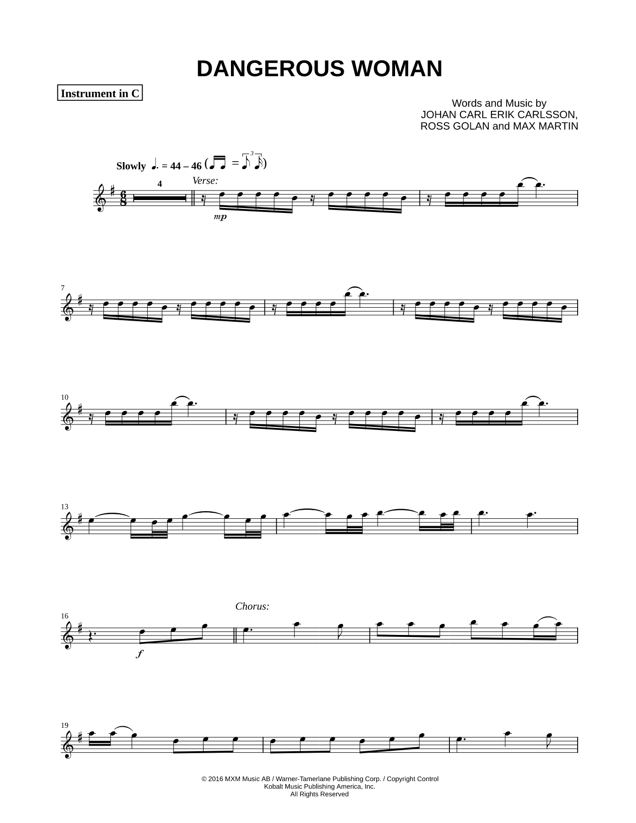 Dangerous Woman - C Instrument