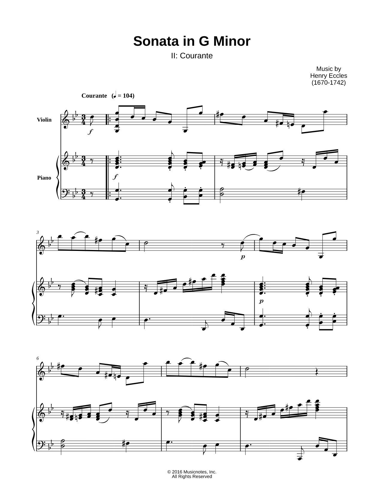 Violin Sonata in G Minor: II. Courante
