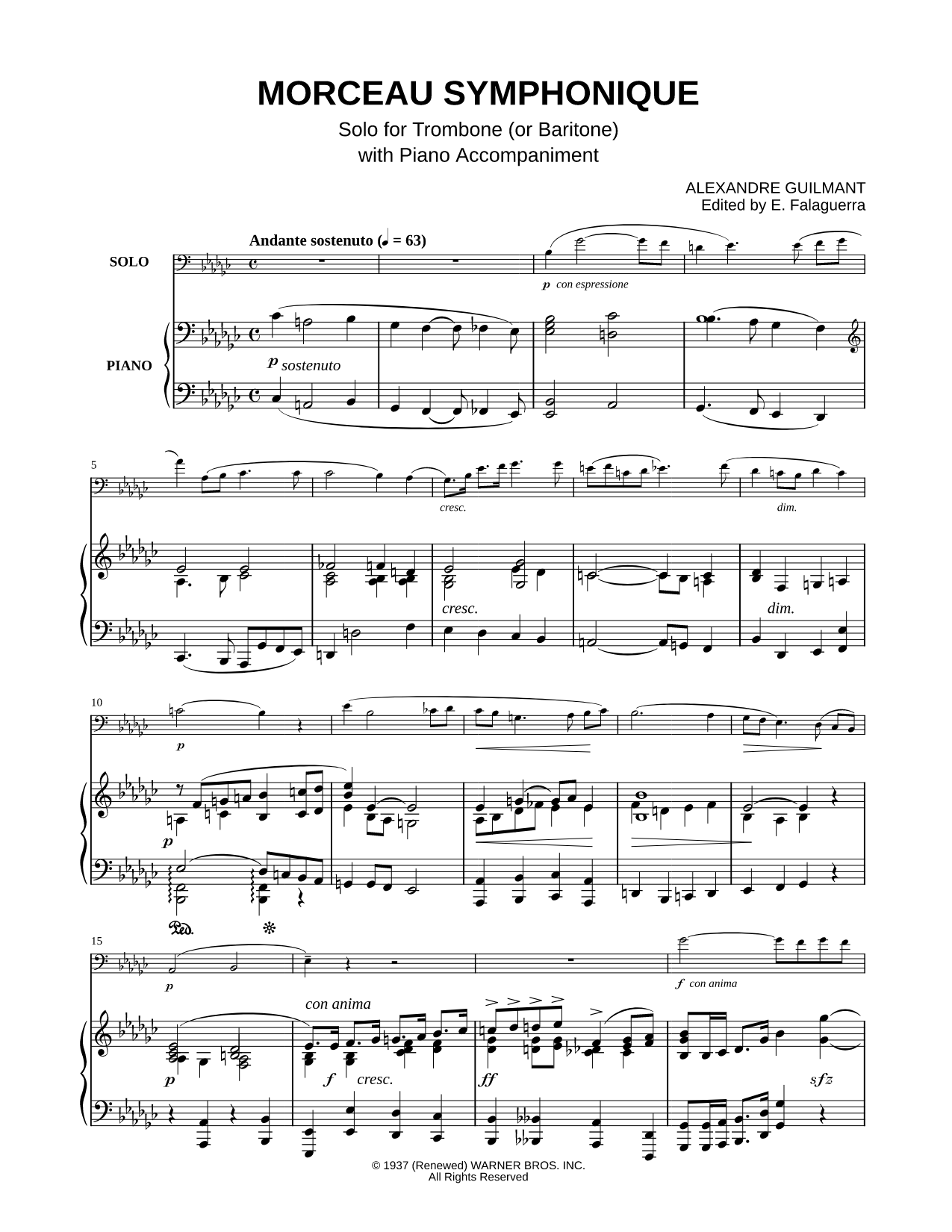 Morceau Symphonique - Trombone (or Baritone Horn) & Piano
