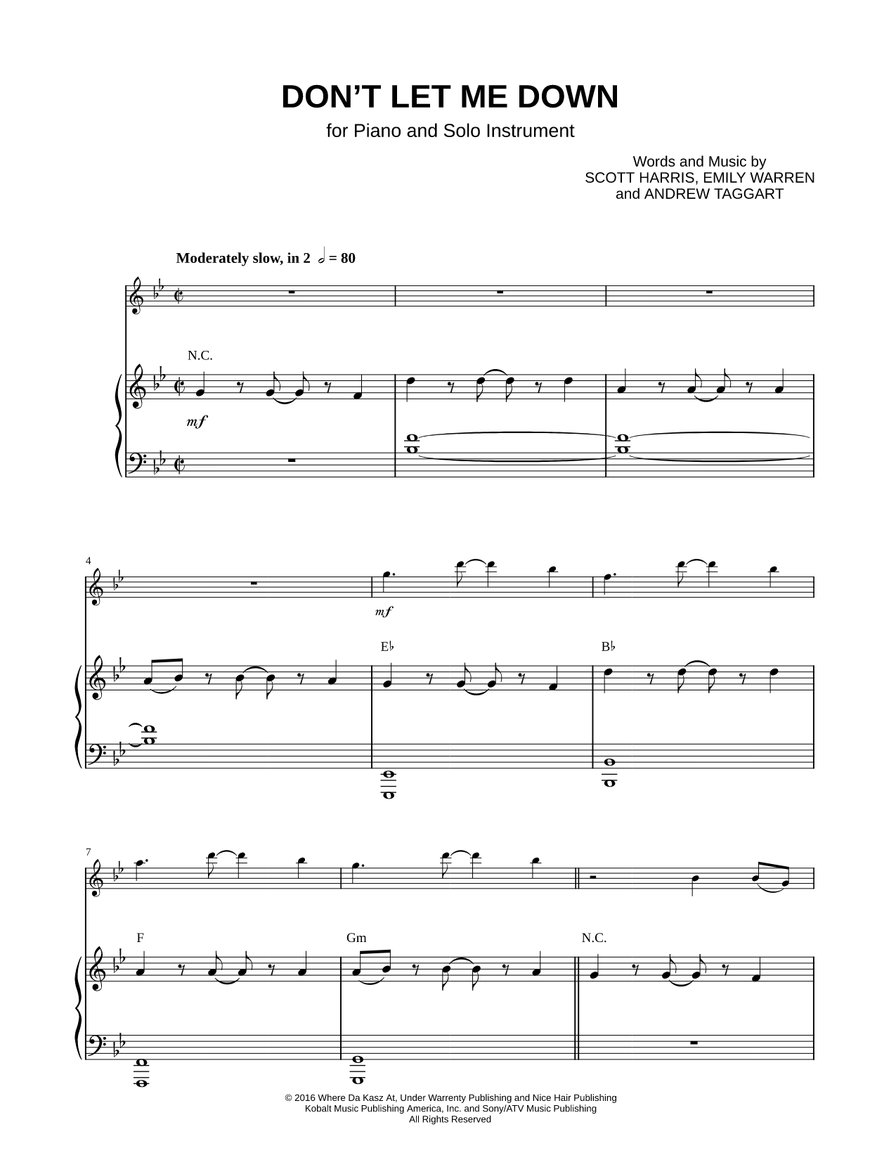 Don't Let Me Down - Piano Accompaniment