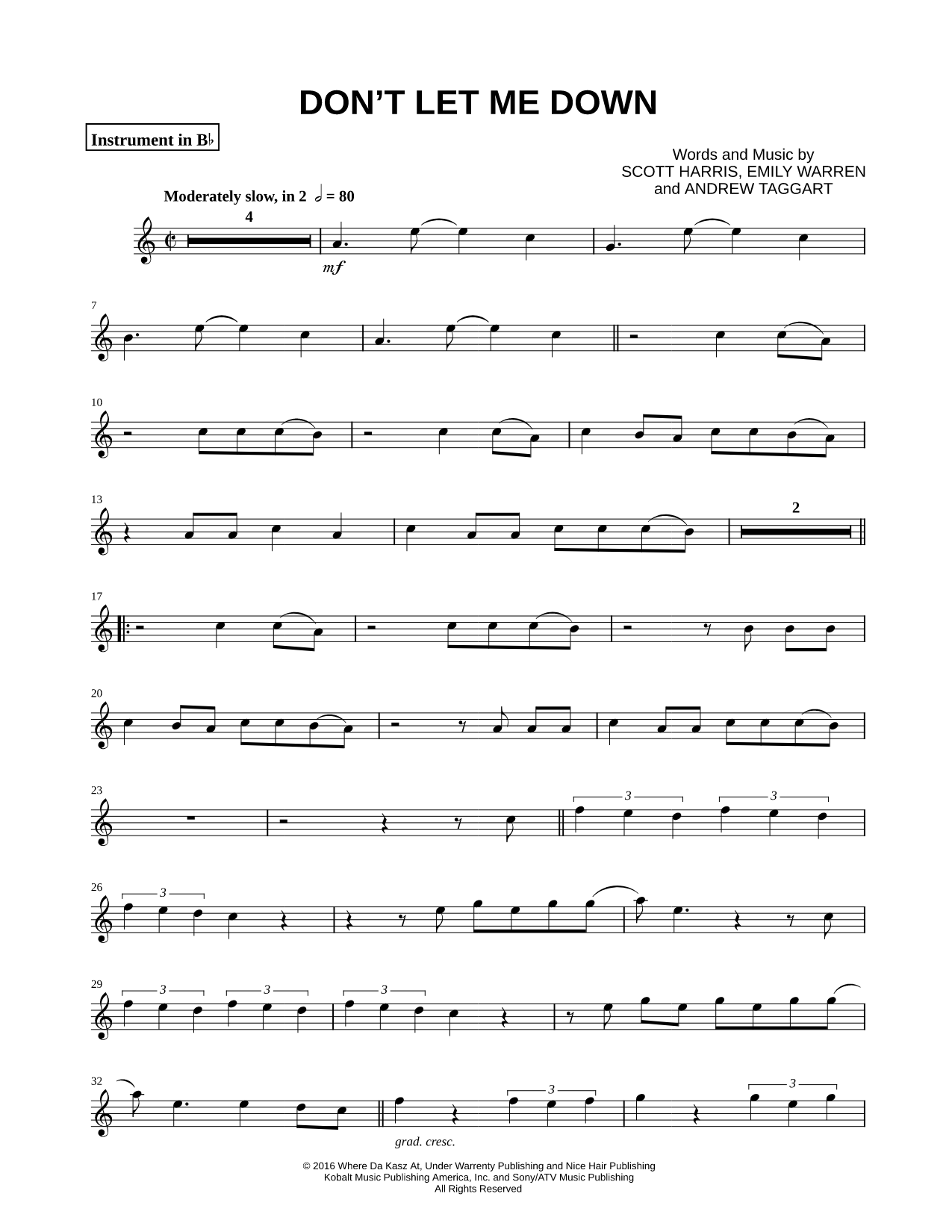 Don't Let Me Down - Bb Instrument