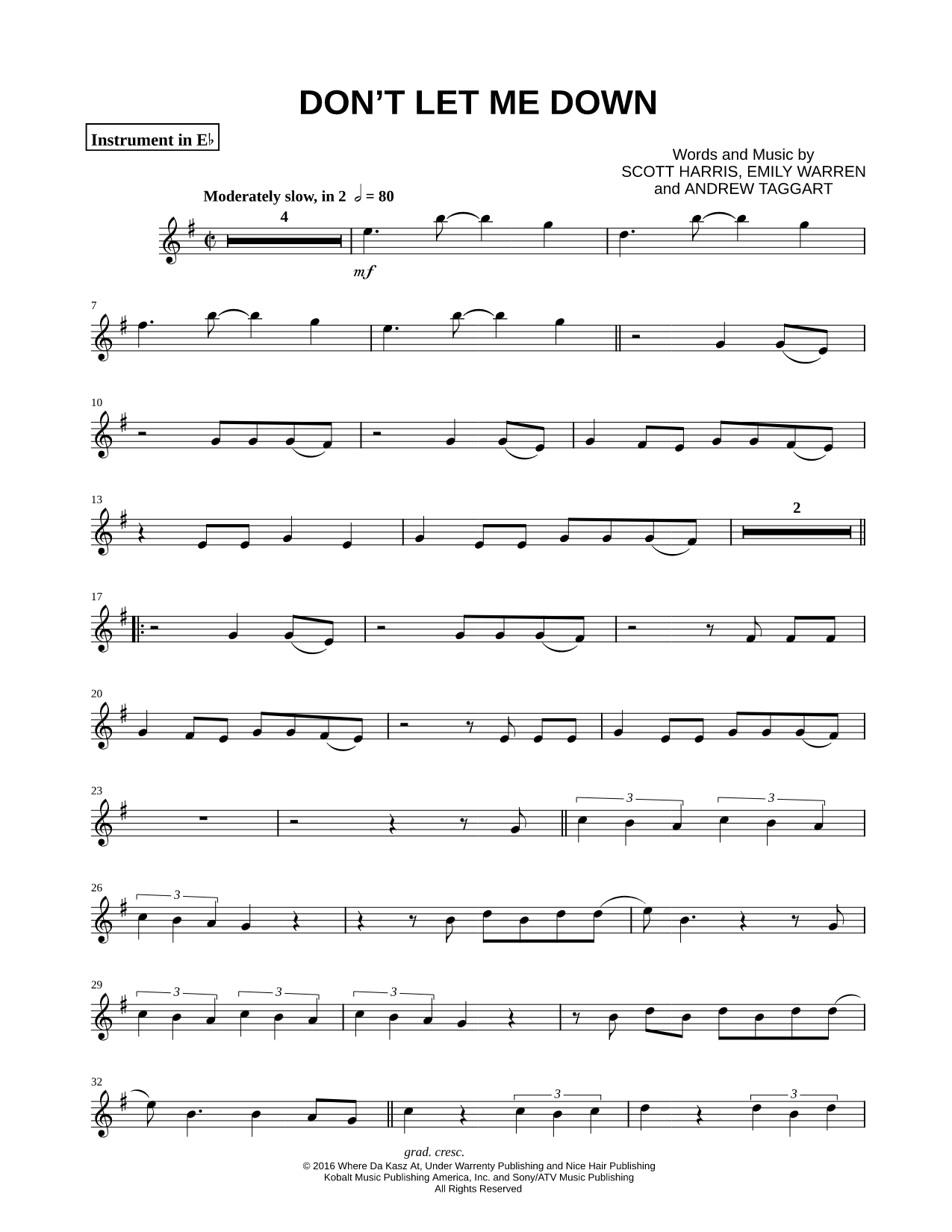 Don't Let Me Down - Eb Instrument