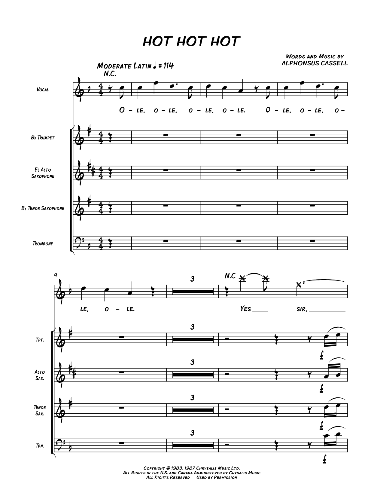 Hot Hot Hot - Horn section score