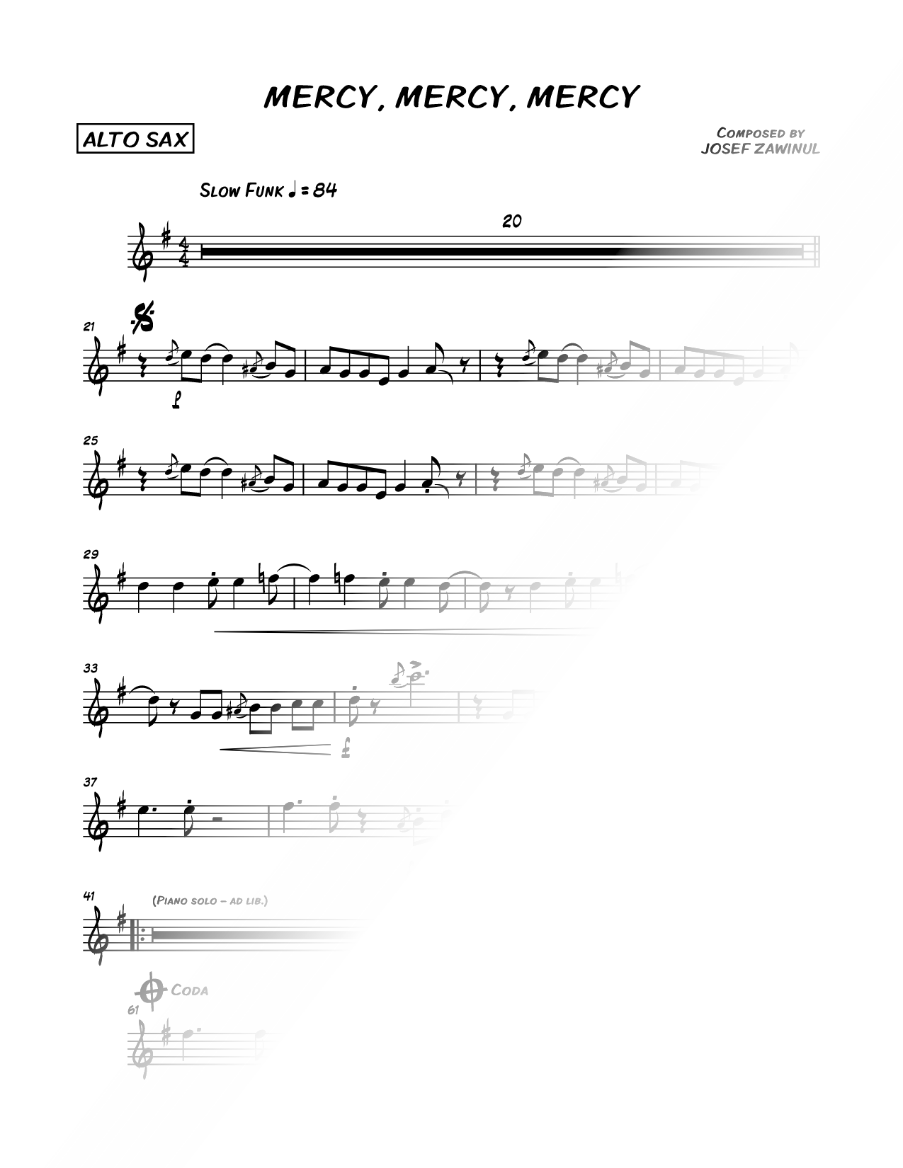 Mercy, Mercy, Mercy - Alto Saxophone